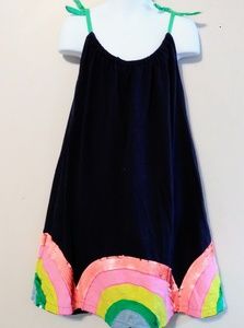 Girls 9-10y Navy Sequin Rainbow Applique Dress